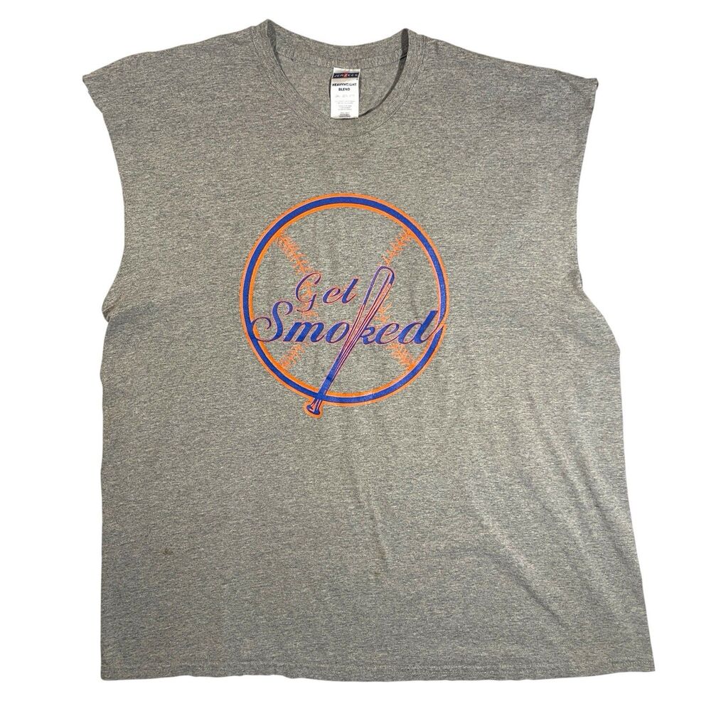 Jerzees Heavyweight Blend Get Smoked Baseball Muscle Summer Tank 2XL Gray